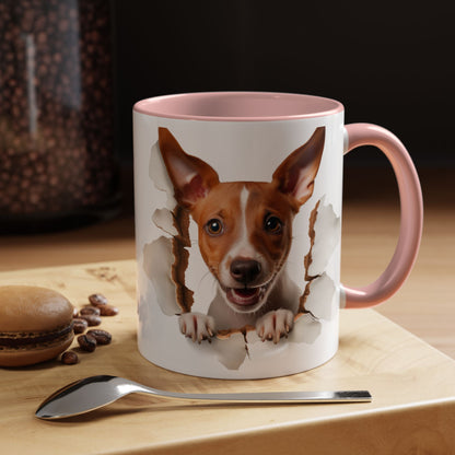 Basenji Puppy Peeking Accent Coffee Mug — Cute Dog Lover Gift (11/15 oz)