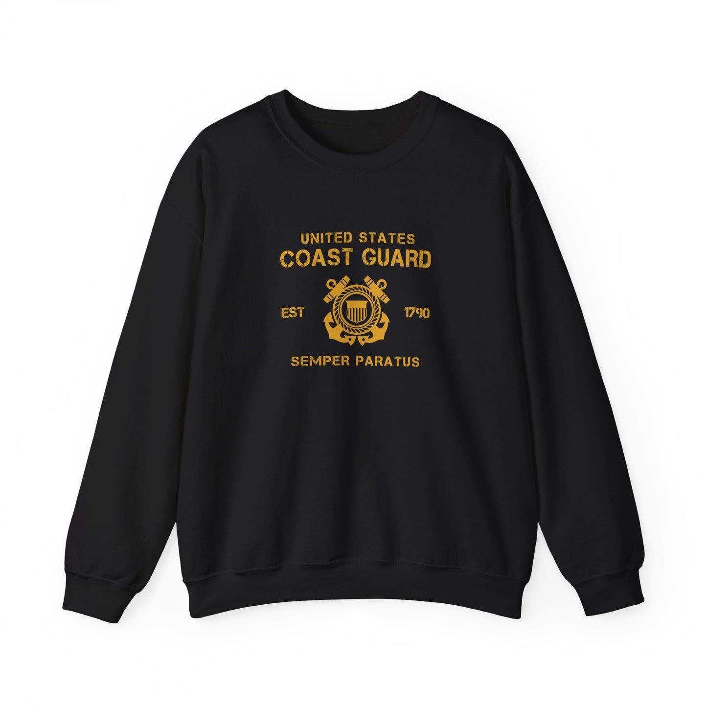 Coast Guard Crest Crewneck Sweatshirt — "Semper Paratus" Military Pullover