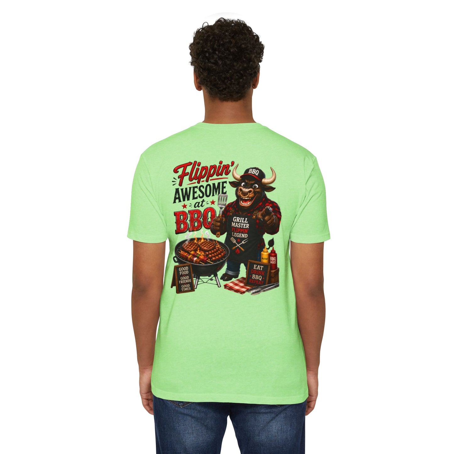 Flippin' Awesome at BBQ T-Shirt — Grill Master Bull Graphic Tee
