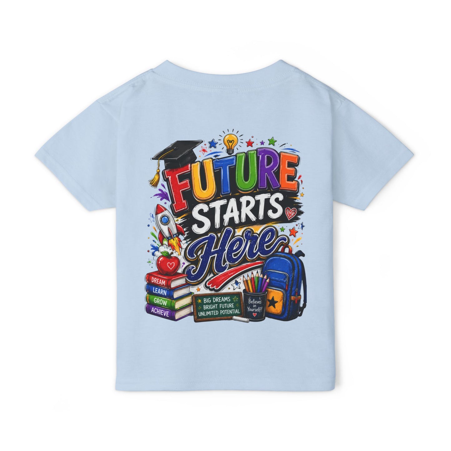Toddler T-Shirt — "Future Starts Here" Back-to-School Graphic Tee