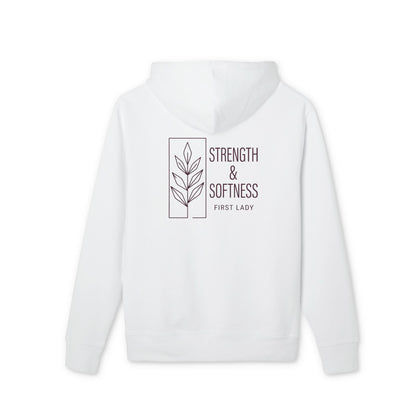Strength & Softness Hoodie — Minimal Floral Graphic Pullover ("Strength & Softness")