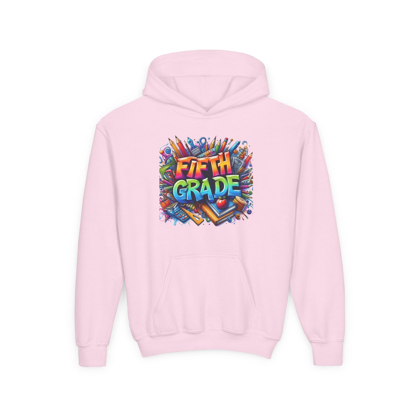Fifth Grade Kids Hoodie - Colorful School Supplies Back-to-School Sweatshirt