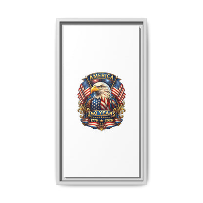 America 250th Anniversary Framed Canvas — Patriotic Bald Eagle Wall Art