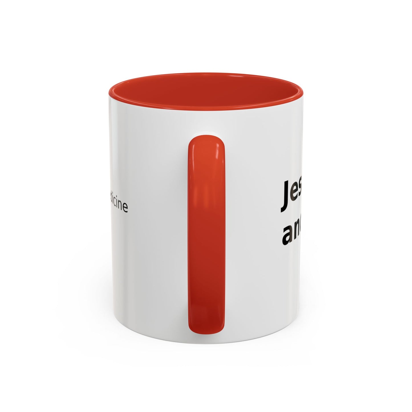 Accent Coffee Mug — “Faith + Medicine: Insulin Saves” Black-Accent Mug (11/15 oz)