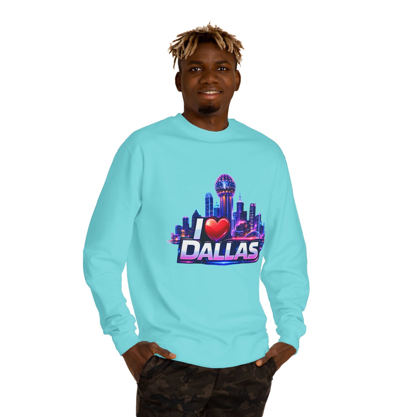 I Heart Dallas Skyline Sweatshirt — Retro Neon City Crewneck