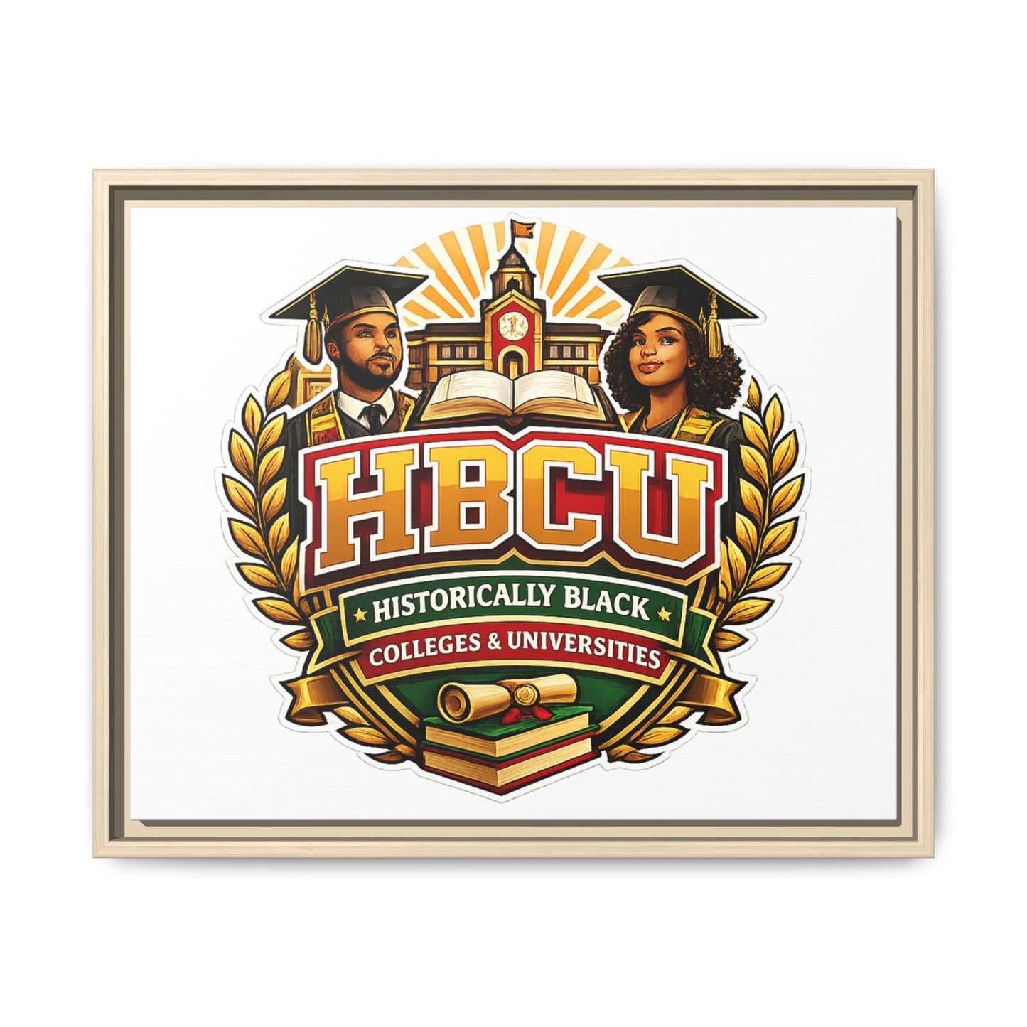 HBCU Crest Framed Canvas — Historically Black Colleges & Universities Wall Art