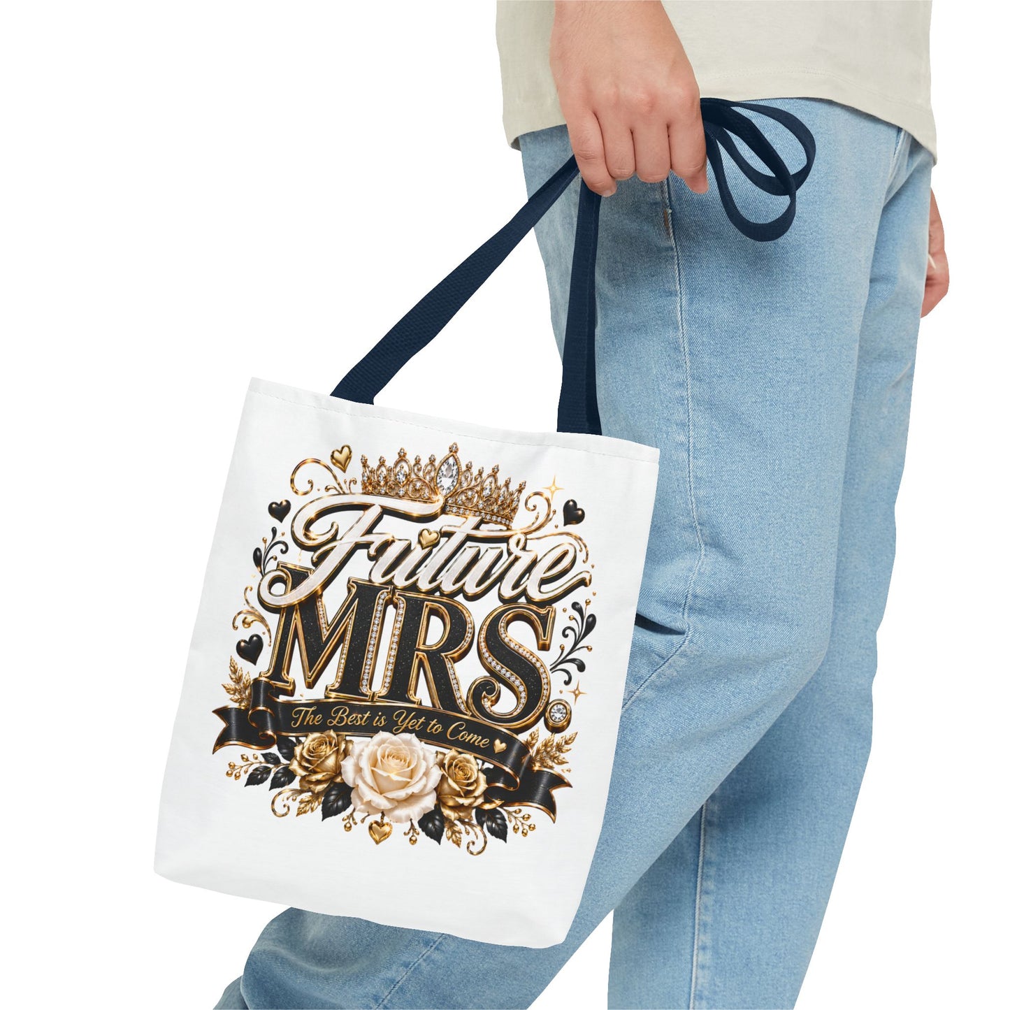 Future Mrs. Tote Bag — Bridal Bachelorette Gift Bag with Gold Crown Design