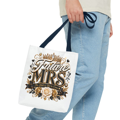 Future Mrs. Tote Bag — Bridal Bachelorette Gift Bag with Gold Crown Design
