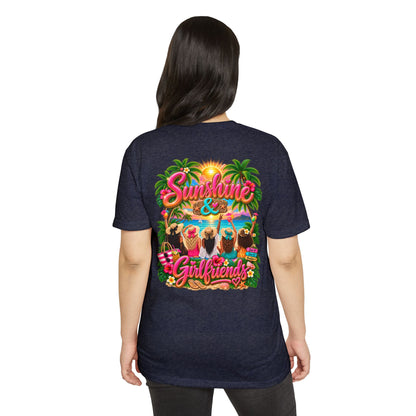 Sunshine & Girlfriends Beach T-Shirt — Tropical Vacation Tee for Friends