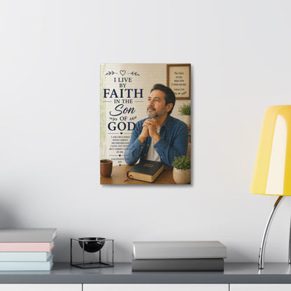 Faith in the Son of God Stretched Canvas — Inspirational Christian Wall Art with Galatians 2:20
