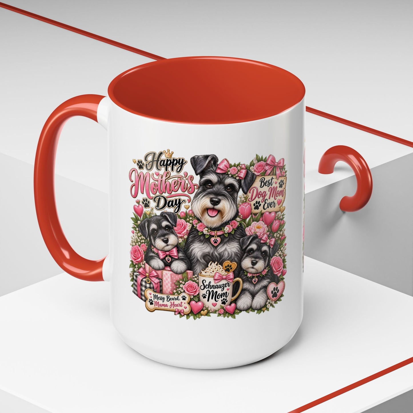 Mother's Day Schnauzer Coffee Mug — "Best Dog Mom Ever" Accent Mug (11/15oz)