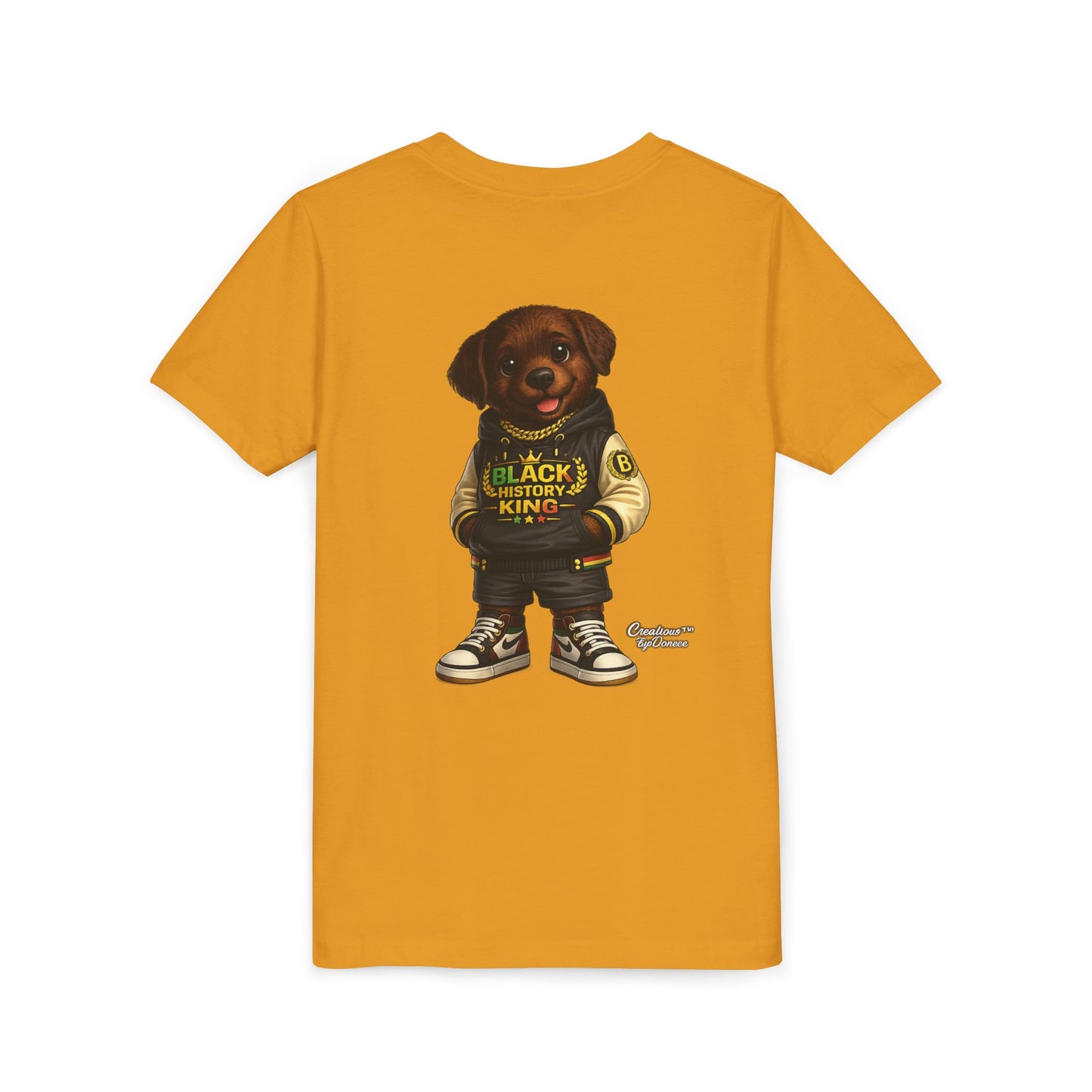 Youth Tee — 'Black History King' Puppy Graphic Shirt