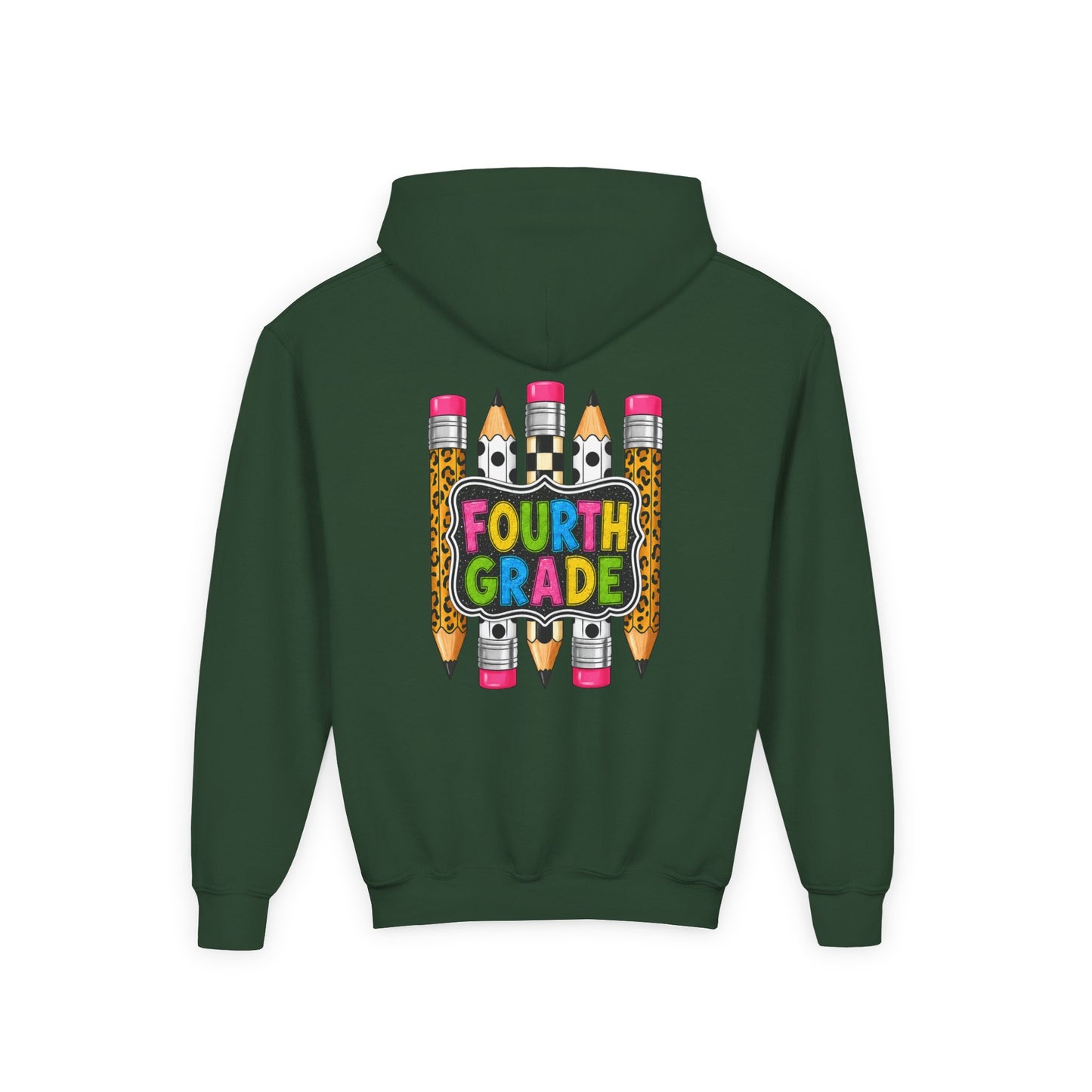 Fourth Grade Kids Hoodie — Colorful Pencil School Sweatshirt