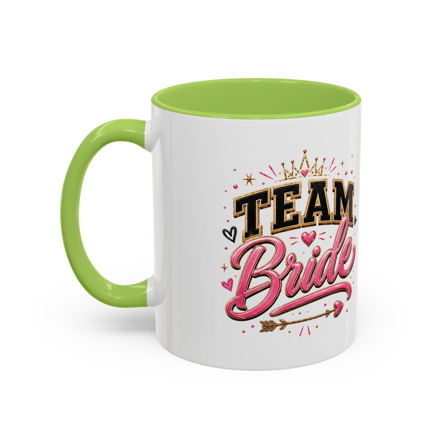 Team Bride Accent Coffee Mug — Pink & Gold Bachelorette Bridal Shower Gift (11/15 oz)