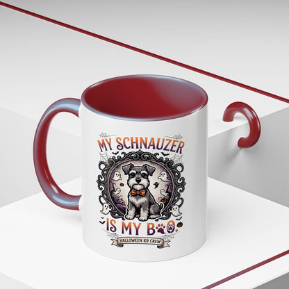 My Schnauzer Is My Boo Coffee Mug — Halloween Dog Lover Accent Mug