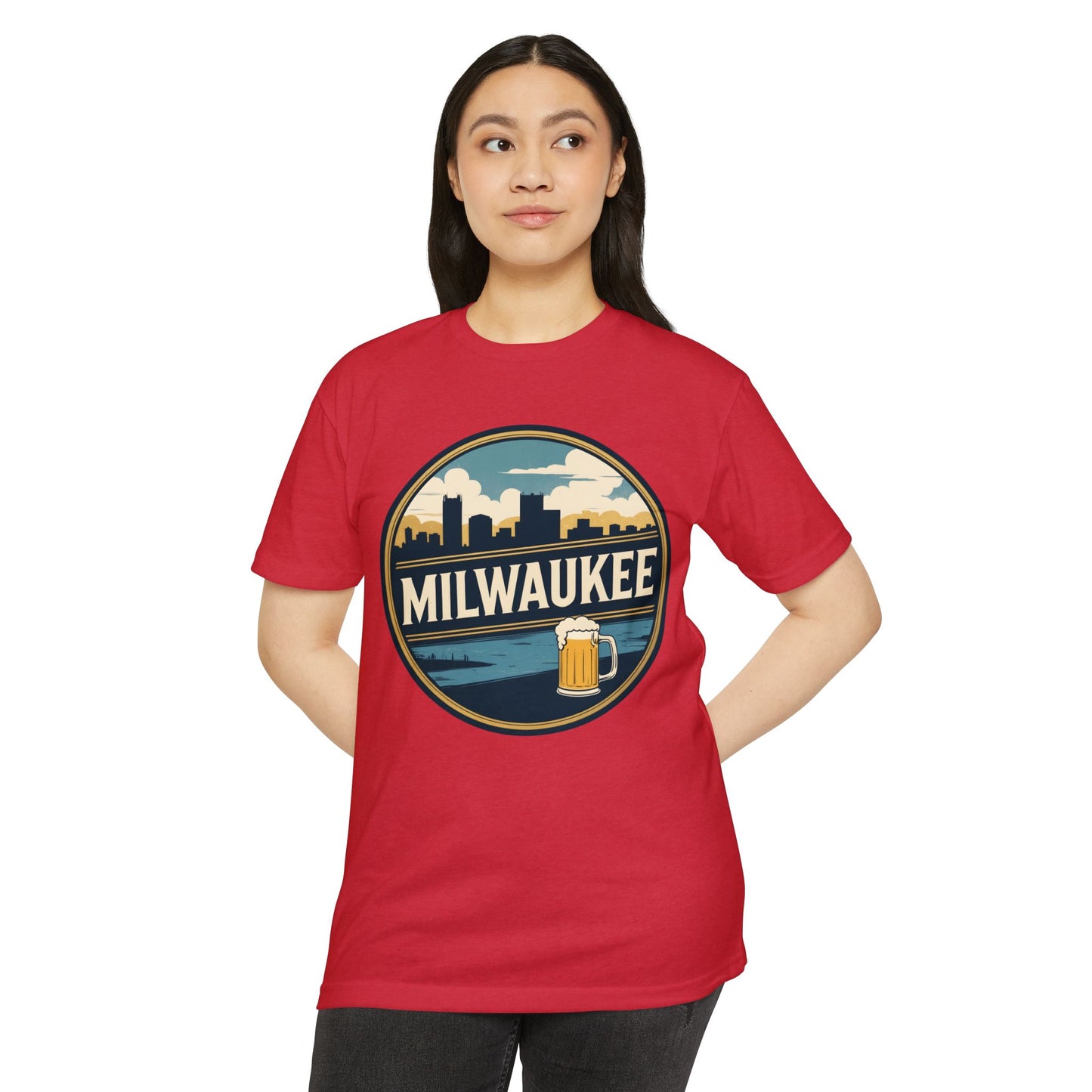 Milwaukee Skyline Beer Badge T-Shirt