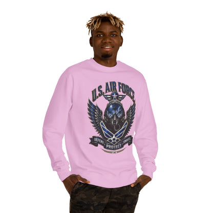 U.S. Air Force Skull Crewneck Sweatshirt — Defend Protect Dominate Tactical Pullover