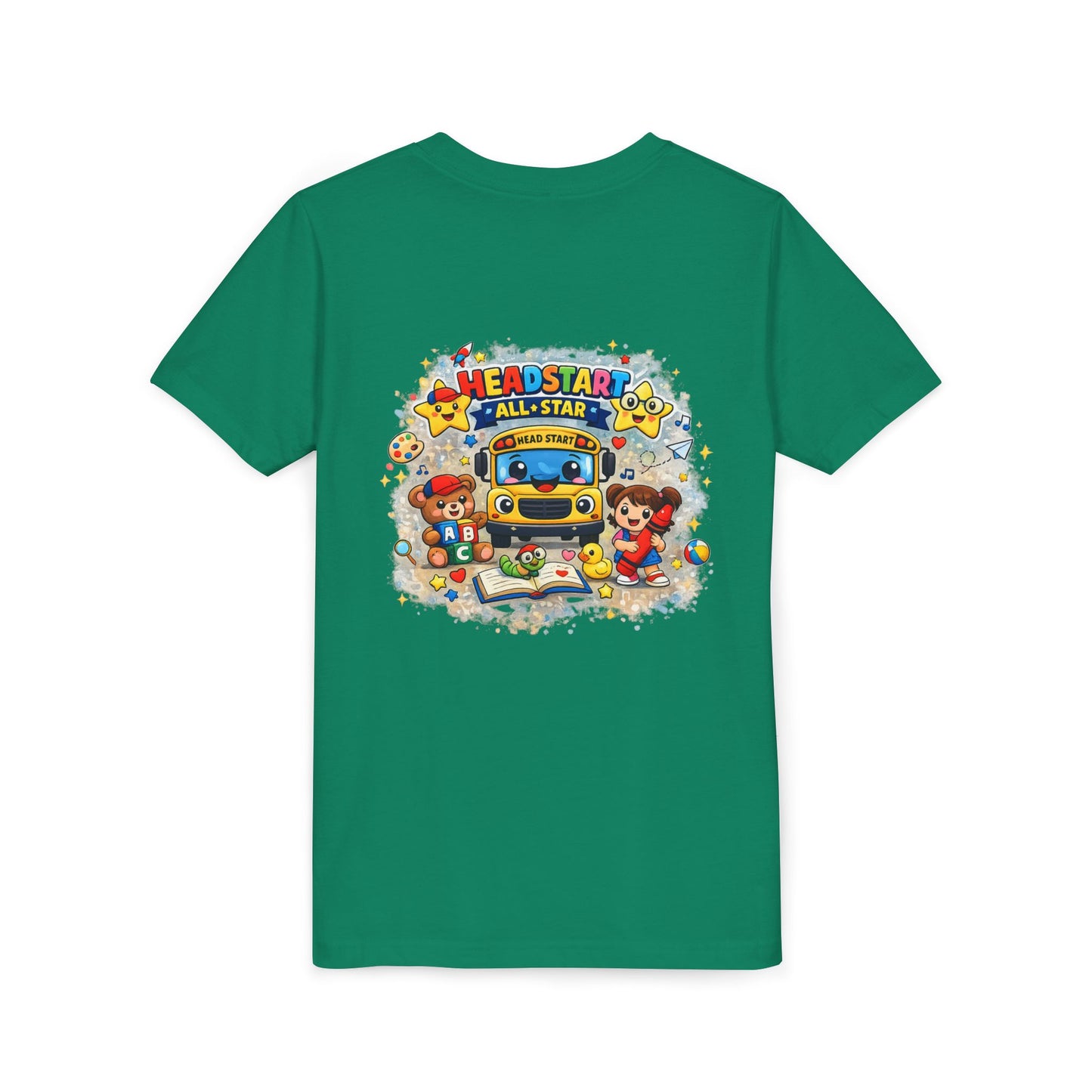 Youth Tee — "Headstart All-Star" Cute School Bus & Characters Back-to-School Shirt