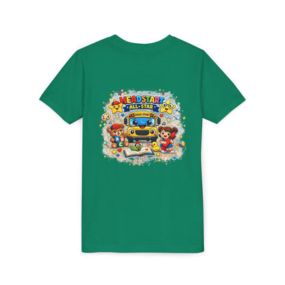 Youth Tee — "Headstart All-Star" Cute School Bus & Characters Back-to-School Shirt