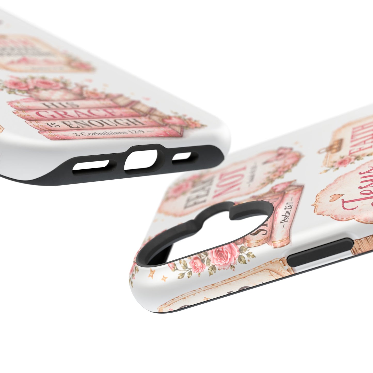 Christian Phone Case - "Fear Not, Faith Moves Mountains, Jesus Saves" Floral Magnetic Impact-Resistant Case
