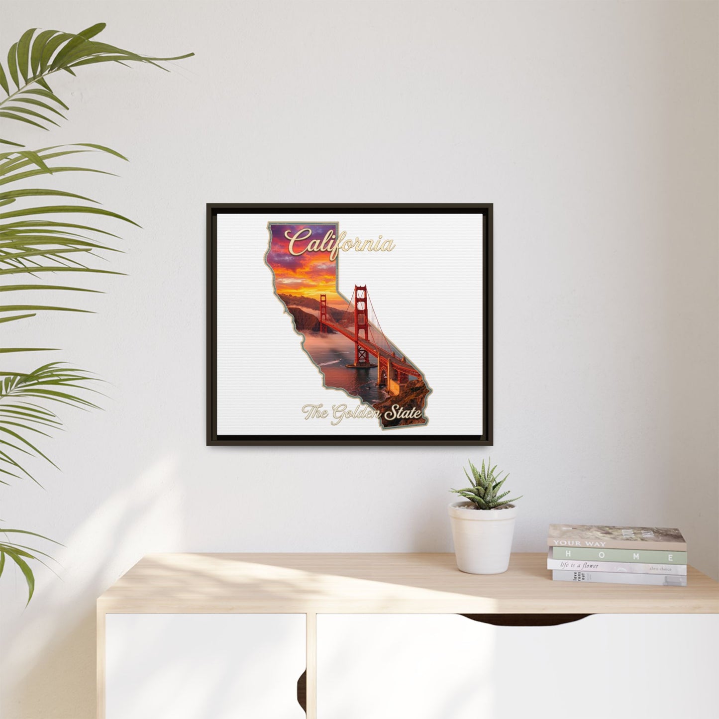 California Golden Gate Map Matte Canvas Print (Framed)