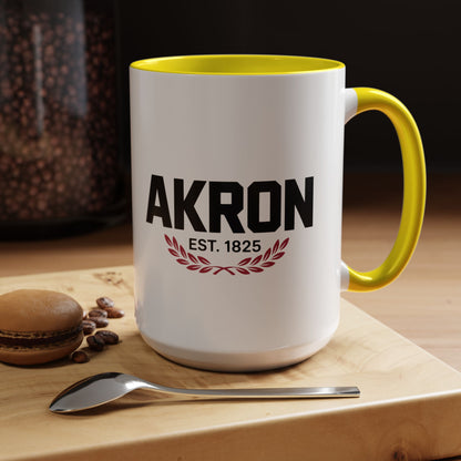 Akron Est. 1825 Accent Coffee Mug — Vintage City Pride Ceramic Mug