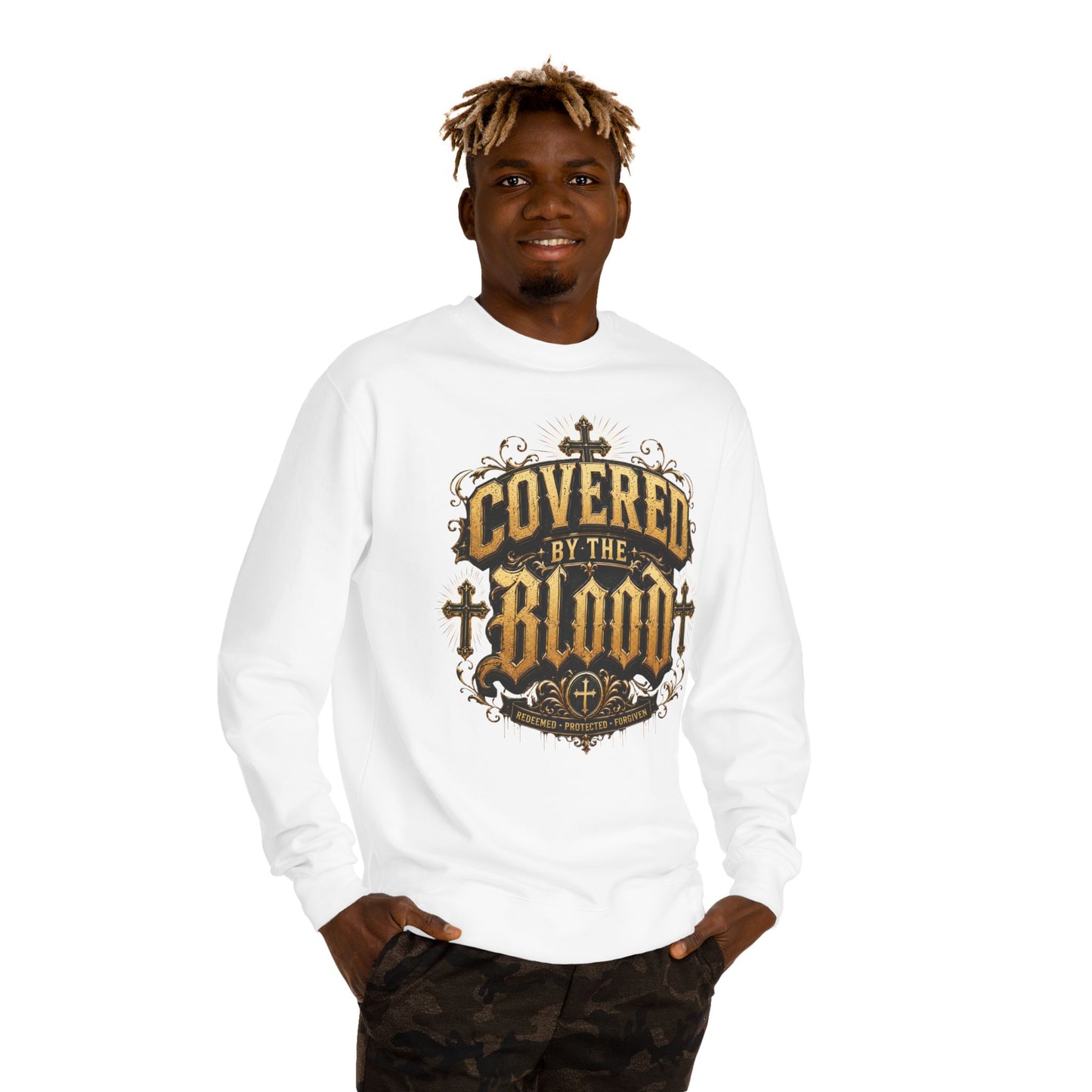 Covered By The Blood Sweatshirt — Christian Faith Crewneck