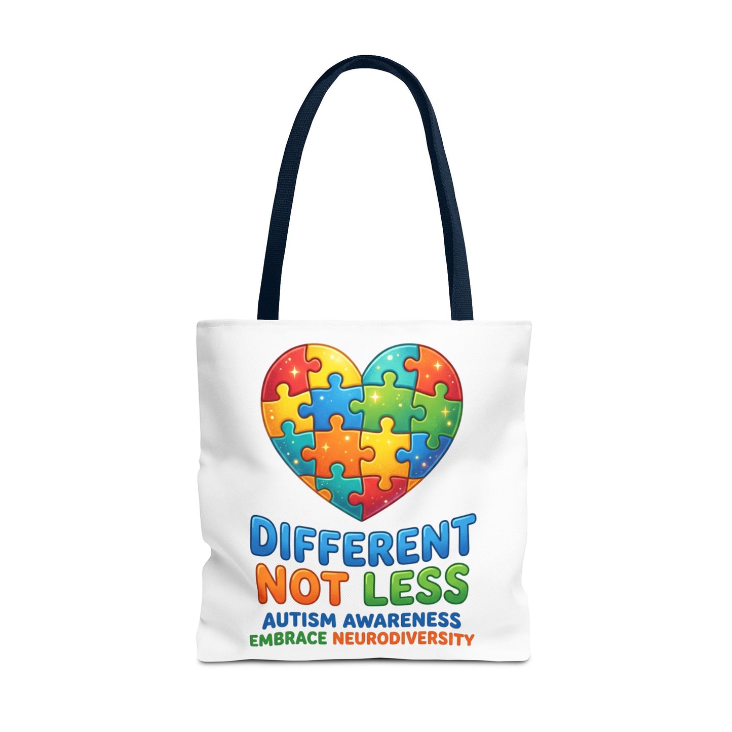 Autism Awareness Tote — "Different Not Less" Puzzle Heart