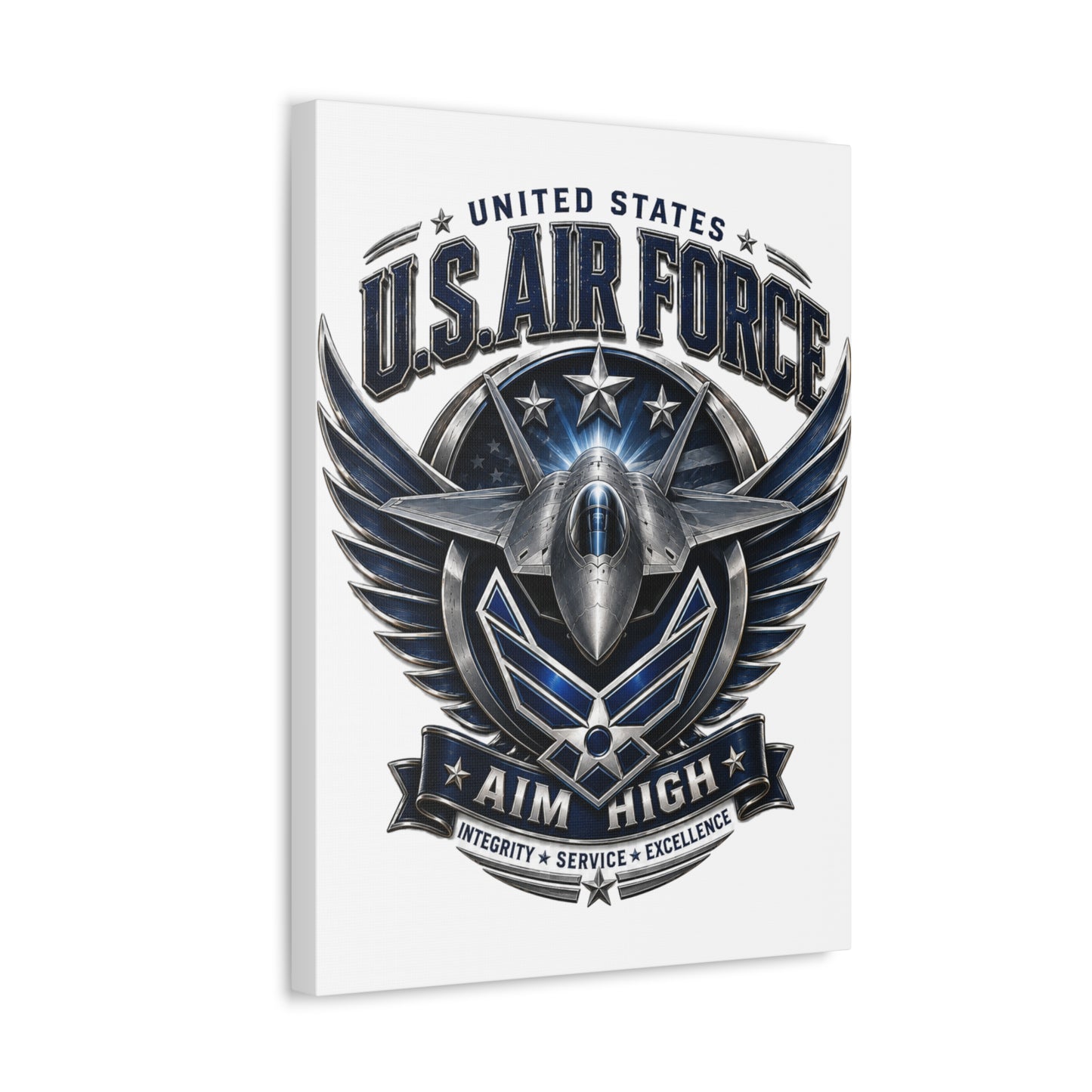 U.S. Air Force 'Aim High' Canvas – Military Jet Emblem Wall Art