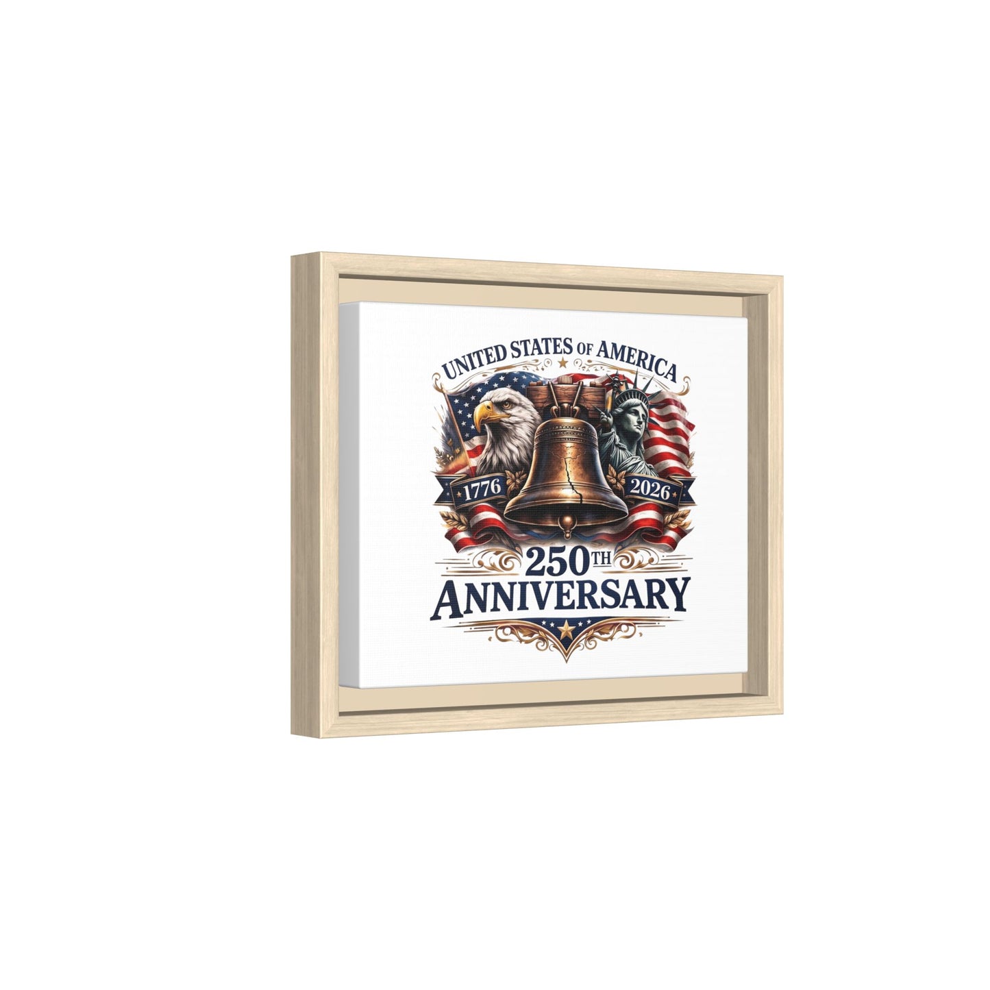 250th Anniversary Framed Canvas - United States of America Patriotic Liberty Bell Print