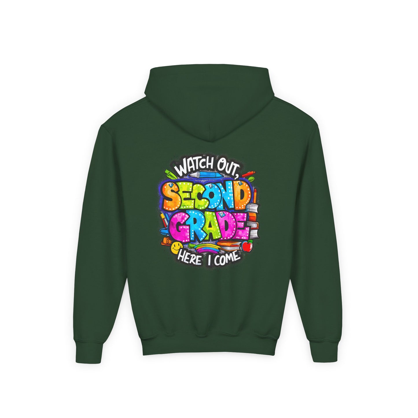 Second Grade Kids' Hoodie - "Watch Out Second Grade Here I Come" Back-to-School Sweatshirt