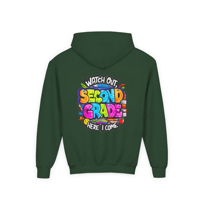 Second Grade Kids' Hoodie - "Watch Out Second Grade Here I Come" Back-to-School Sweatshirt