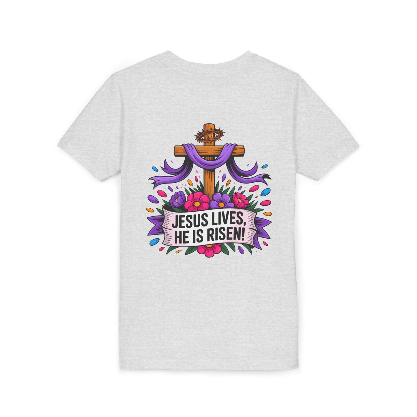Youth Tee — "Jesus Lives, He Is Risen!" Easter Christian Tee
