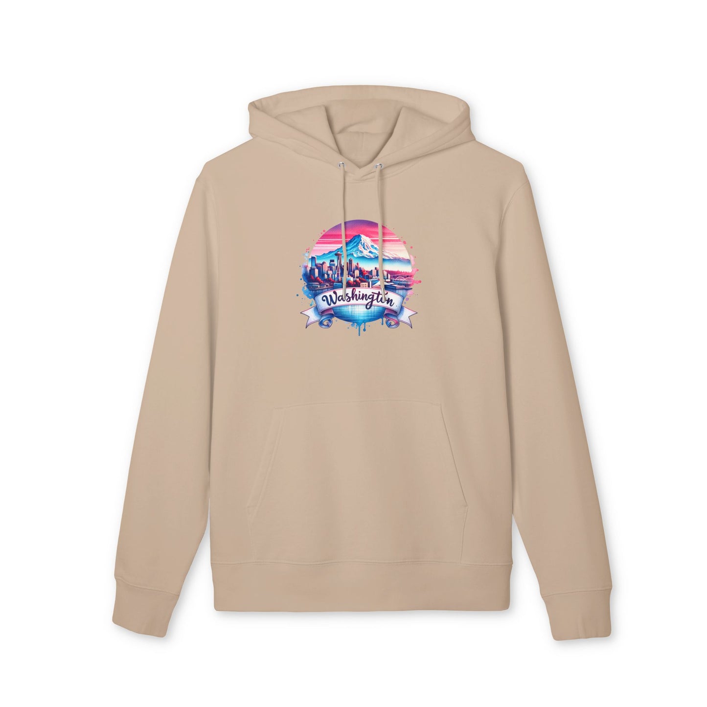 Washington State Skyline Hoodie — Retro Mt. Rainier Travel Pullover