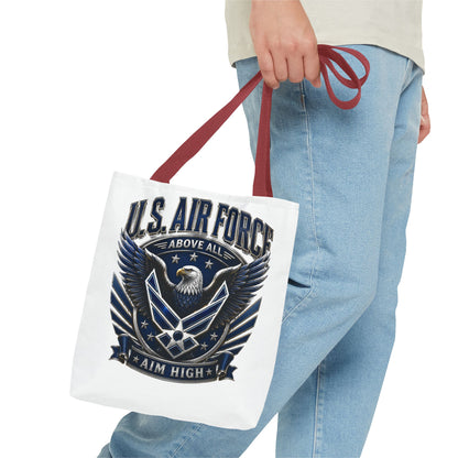 U.S. Air Force Eagle Tote Bag - "Aim High" Military Canvas Tote