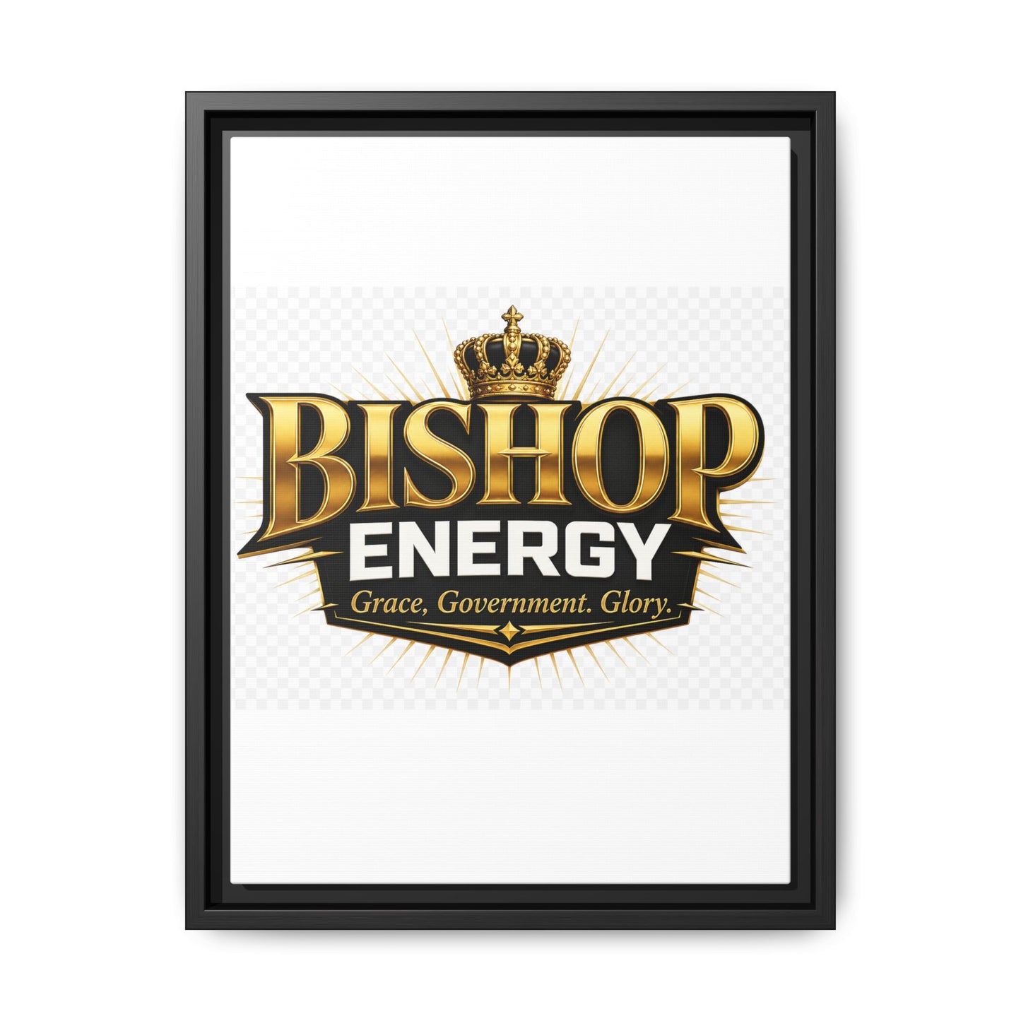 Framed Canvas Art - "Bishop Energy" Gold Crown Logo (Matte)