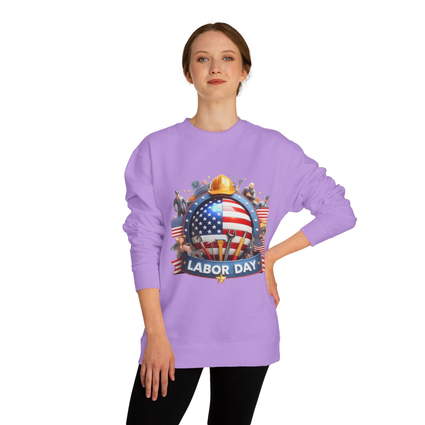 Labor Day Sweatshirt - American Flag Working Hands Design