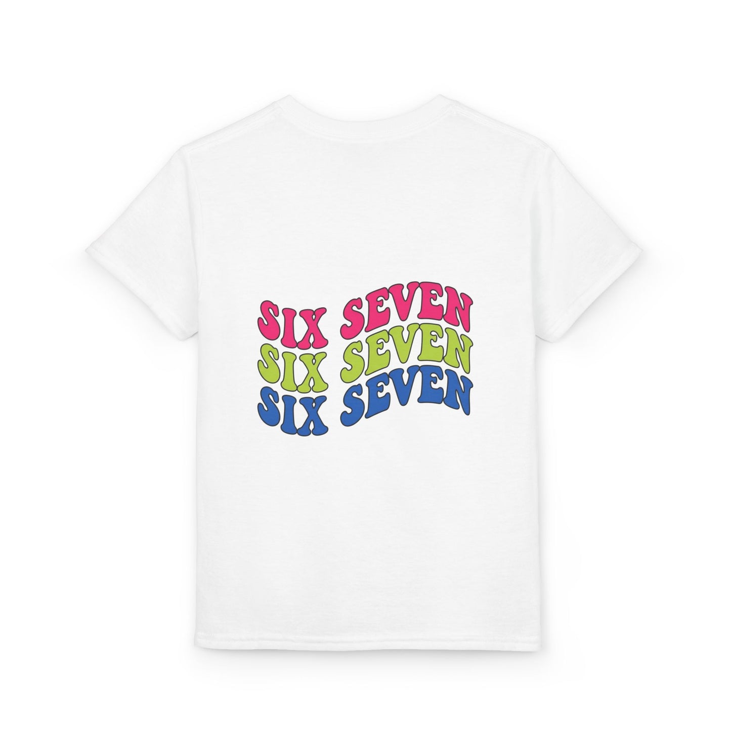 Youth Graphic Tee — 'Six Seven' Colorful Retro Wavy Text