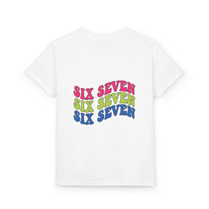 Youth Graphic Tee — 'Six Seven' Colorful Retro Wavy Text