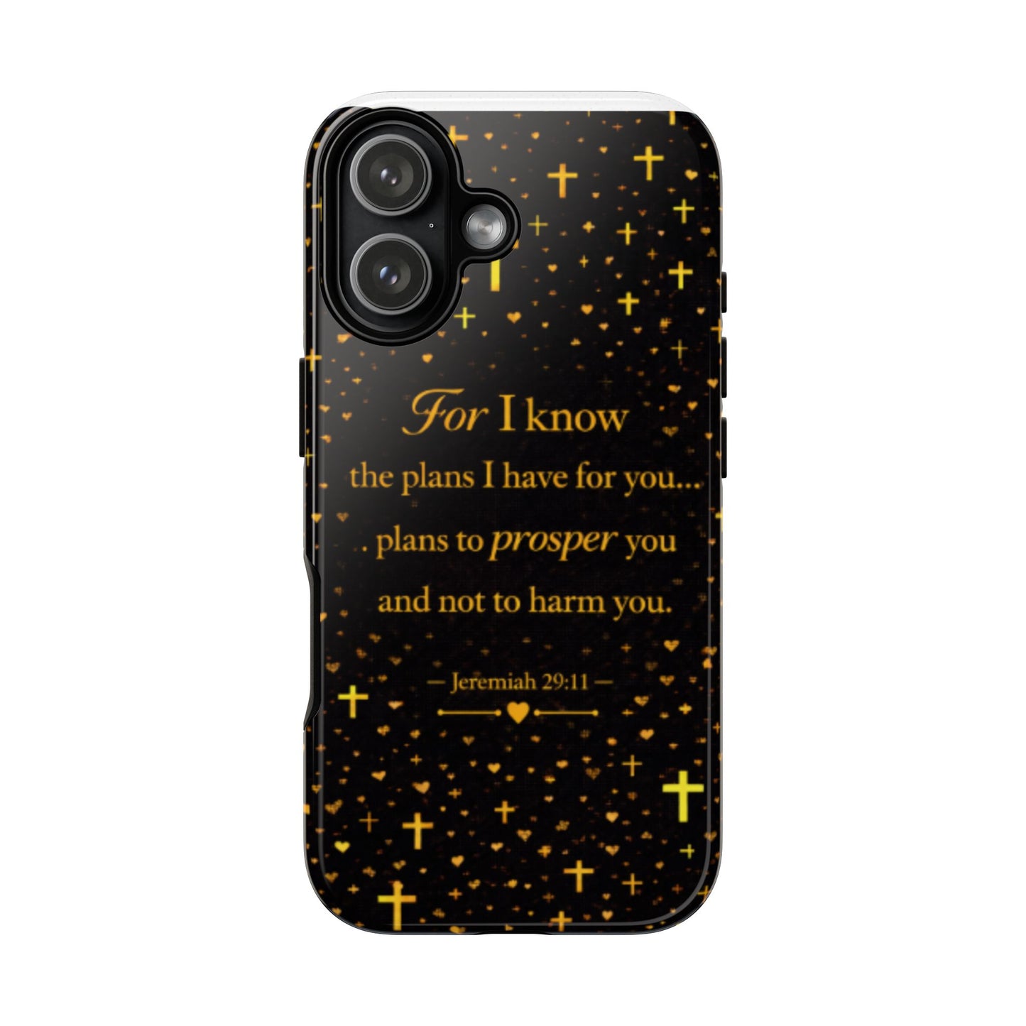 Phone Case — "For I Know" Jeremiah 29:11 Gold Cross Christian Tough Case