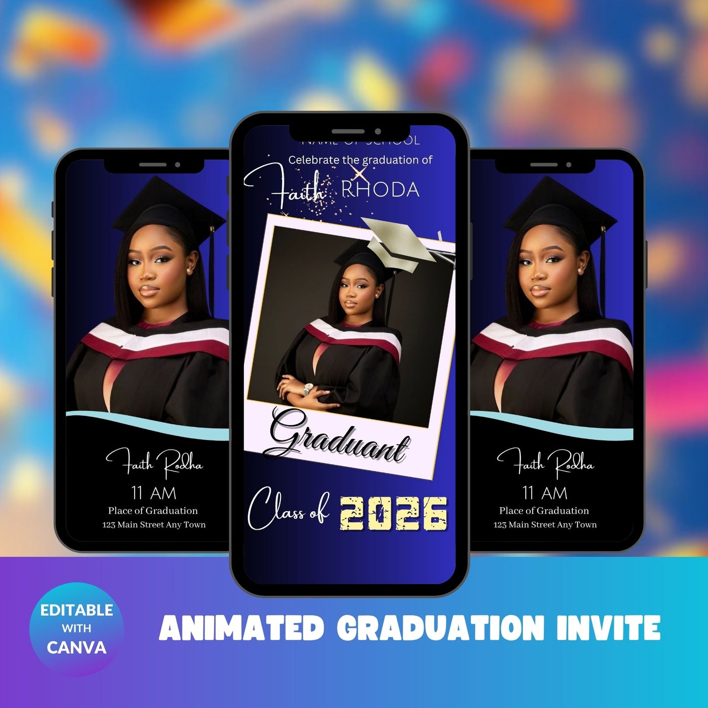 Animated Graduation Invitation Video Template | Editable Digital Invite for Graduation Party