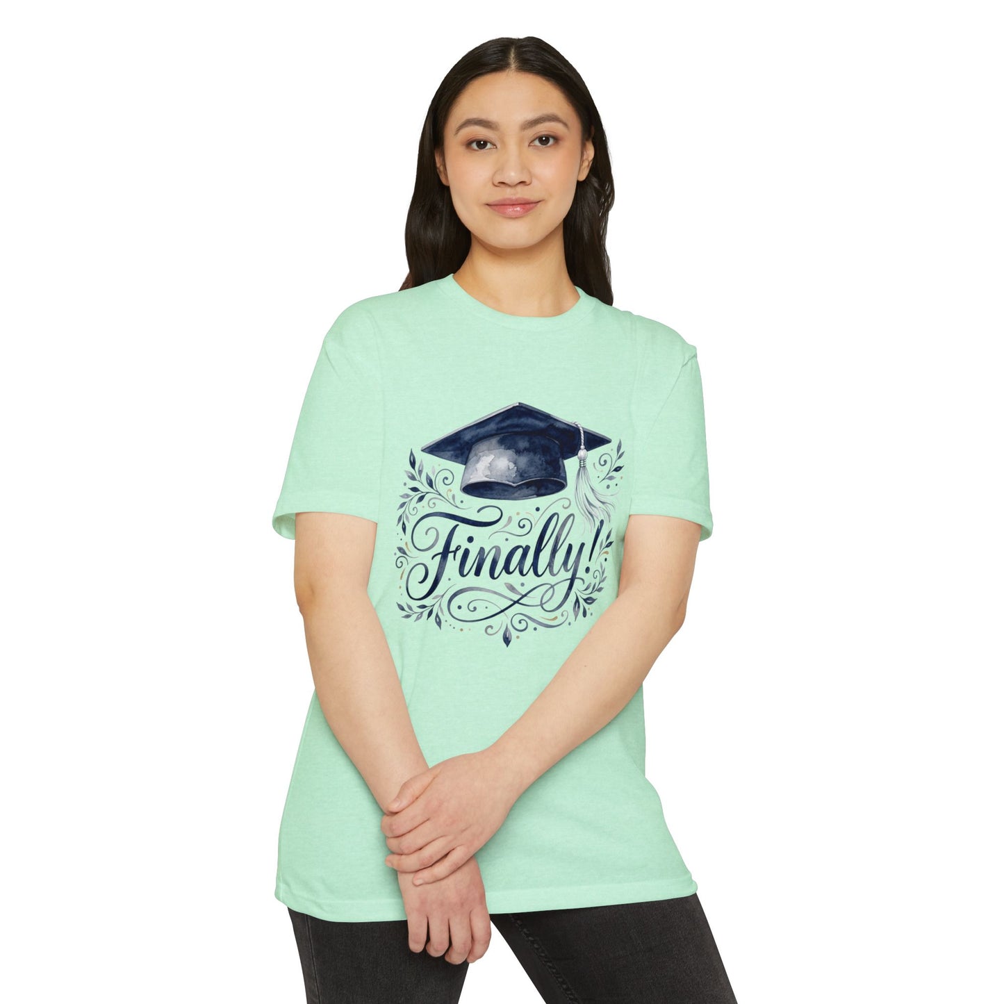 Finally! Graduation T-Shirt — Cap & Script Celebration Tee