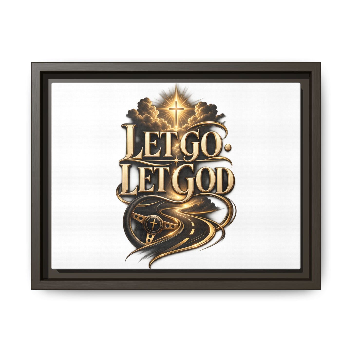 Let Go, Let God Framed Canvas Wall Art — Inspirational Christian Decor