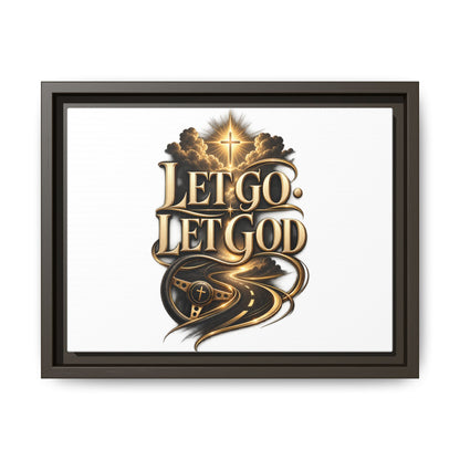 Let Go, Let God Framed Canvas Wall Art — Inspirational Christian Decor