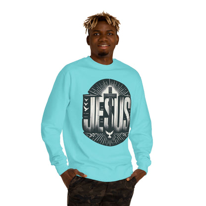 Jesus Graphic Sweatshirt — Vintage Religious Cross & Lamb Crewneck