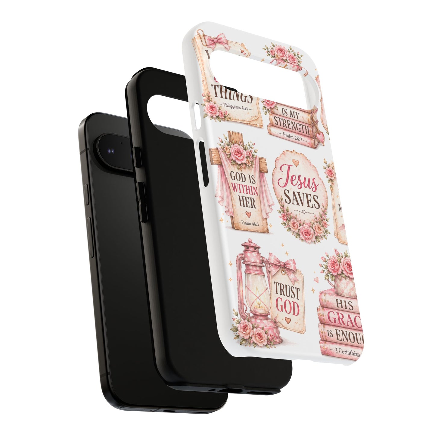 Faith Phone Case — 'Jesus Saves' Floral Christian Scripture iPhone Case
