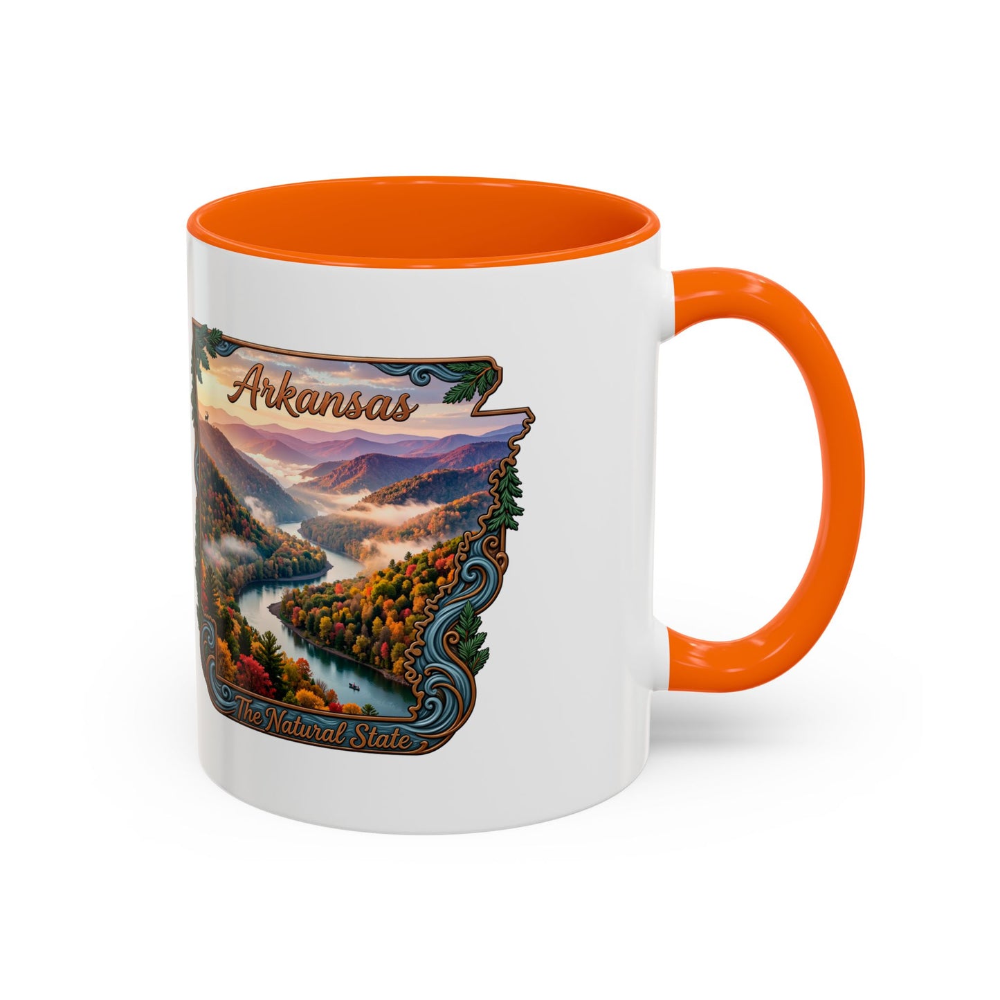 Arkansas Scenic Coffee Mug — Vintage State Map River Landscape (11/15 oz)