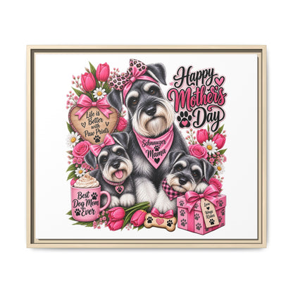 Happy Mother’s Day Schnauzer Canvas — Framed Matte Wall Art