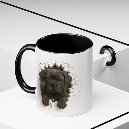 Puppy Breakthrough Accent Coffee Mug – Cute Black Labrador Puppy Coffee Cup (11/15oz)
