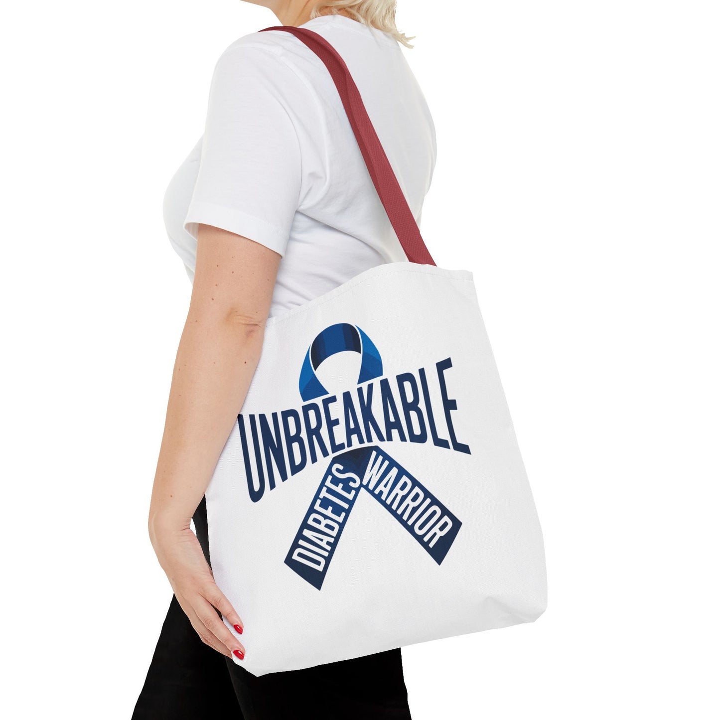Diabetes Warrior Unbreakable Tote Bag – Blue Awareness Ribbon All-Over Print